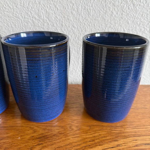 Thomas O'Brien Vintage Modern Blue Stoneware Mugs Cups Set of 4 - Picture 3 of 9